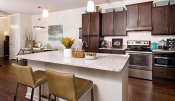 Model kitchen with cabinets
